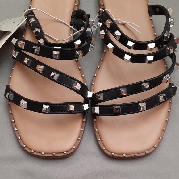A New Day Black and Silver Studded Sandals - New With Tags - Size 9 - Picture 4 of 11